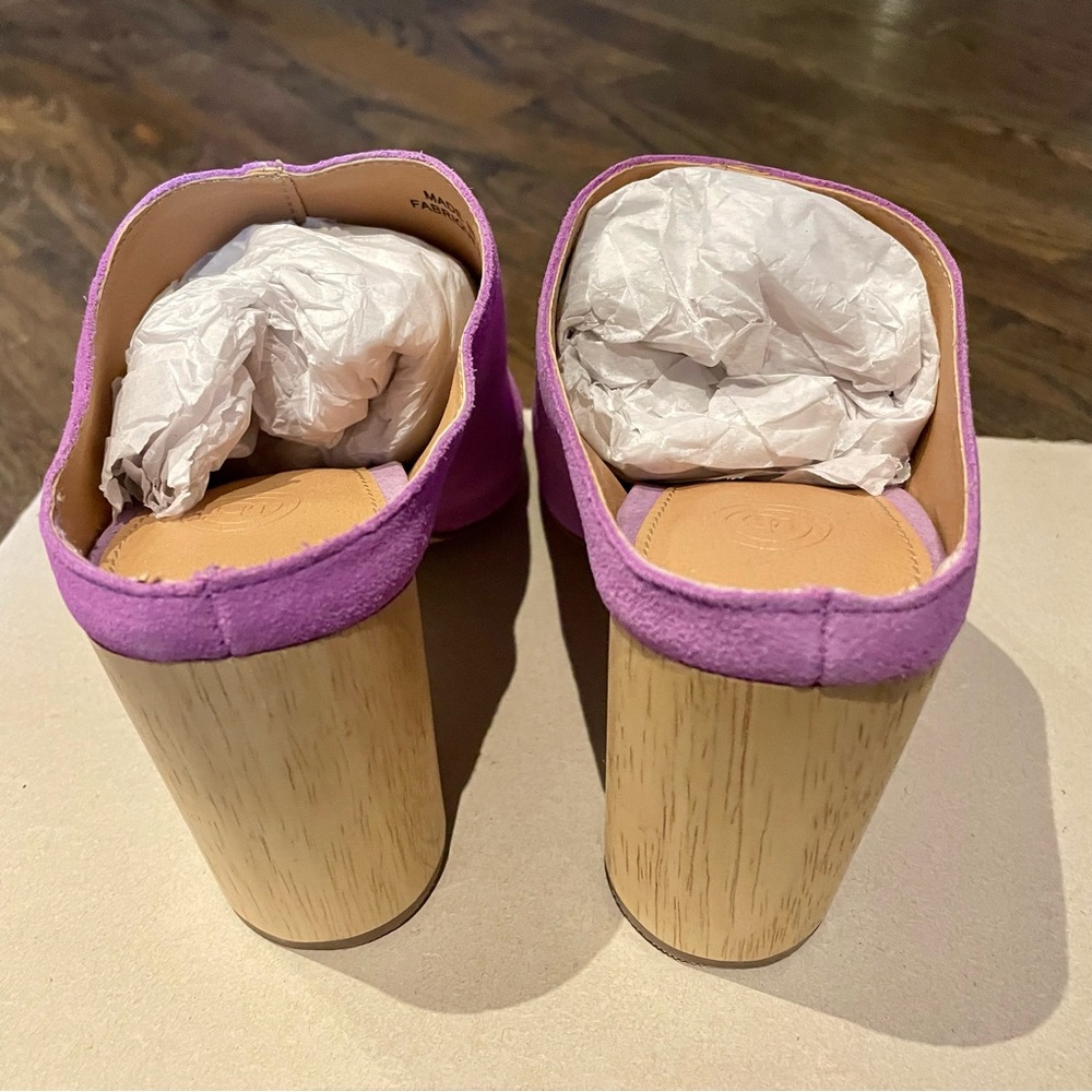Sz 6 Brand new Urban Outfitters poppy suede wood heel mule in lilac - Picture 6 of 8